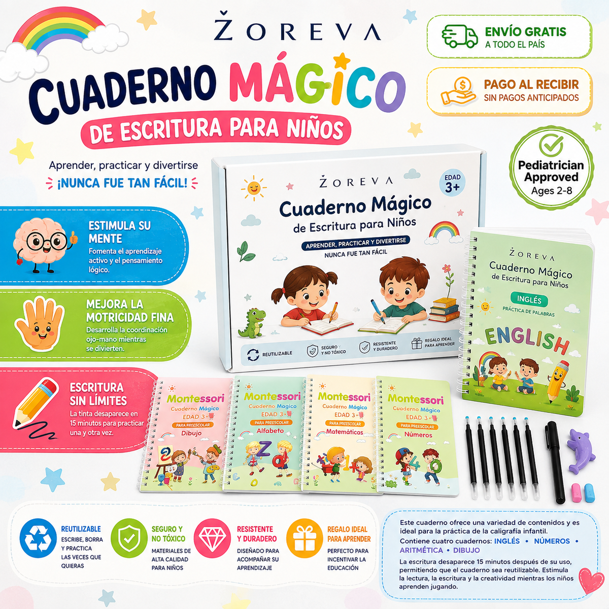 Letras Mágicas™ - Cuaderno Mágico de Escritura Reutilizable